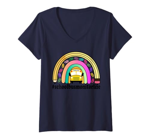 Damen Schulbus Monitor schoolbusmonitorlife T-Shirt mit V-Ausschnitt Damen Schulbus Monitor schoolbusmonitorlife T-Shirt mit V-Ausschnitt von School Bus Monitor School Transport