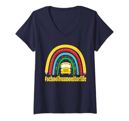 Damen Schulbus Monitor schoolbusmonitorlife T-Shirt mit V-Ausschnitt Damen Schulbus Monitor schoolbusmonitorlife T-Shirt mit V-Ausschnitt von School Bus Monitor School Transport
