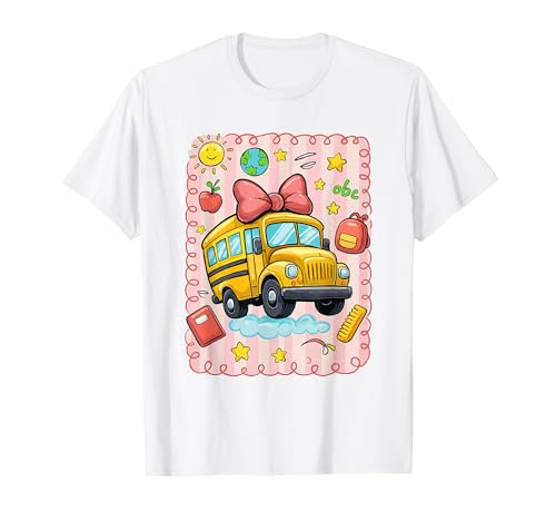 Back to School Bus Coquette Bow Student Teacher Girls T-Shirt Back to School Bus Coquette Bow Student Teacher Girls T-Shirt von School Bus School Coquette Bow Girls