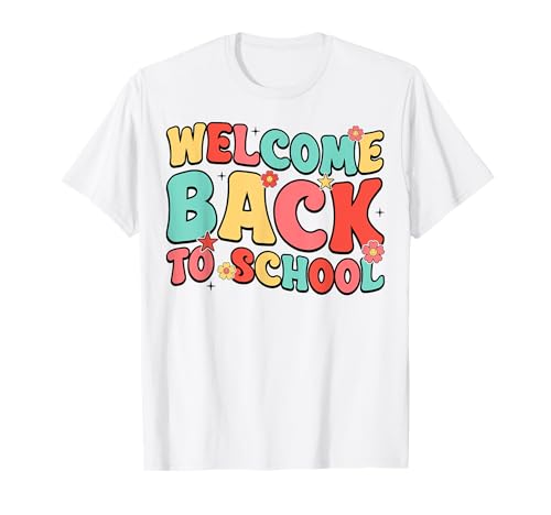 Willkommen zurück in der Schule, Mitarbeiter, Schüler, Jungen, Mädchen, Männer, Frauen. T-Shirt Willkommen zurück in der Schule, Mitarbeiter, Schüler, Jungen, Mädchen, Männer, Frauen. T-Shirt von School Gift Shopp