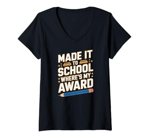 Damen Made IT to School Where’S My Award T-Shirt mit V-Ausschnitt Damen Made IT to School Where’S My Award T-Shirt mit V-Ausschnitt von School Made Wheres Award Bed Class Student