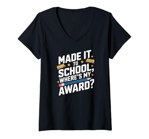 Damen Made IT to School Where’S My Award T-Shirt mit V-Ausschnitt Damen Made IT to School Where’S My Award T-Shirt mit V-Ausschnitt von School Made Wheres Award Bed Class Student