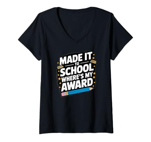 Damen Made IT to School Where’S My Award T-Shirt mit V-Ausschnitt Damen Made IT to School Where’S My Award T-Shirt mit V-Ausschnitt von School Made Wheres Award Bed Class Student