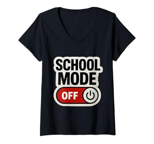 Damen Schulmodus aus Sommerpause Jahresende Frühling Lehrer Schüler T-Shirt mit V-Ausschnitt Damen Schulmodus aus Sommerpause Jahresende Frühling Lehrer Schüler T-Shirt mit V-Ausschnitt von School Mode Off Teacher Student Products