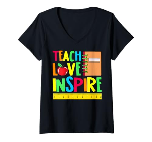 Damen Schule — Liebe beibringen, inspirieren T-Shirt mit V-Ausschnitt Damen Schule — Liebe beibringen, inspirieren T-Shirt mit V-Ausschnitt von School Mood Apparel