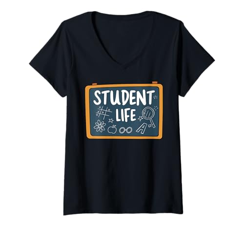 Damen Schule - Schülerleben T-Shirt mit V-Ausschnitt von School Mood Apparel