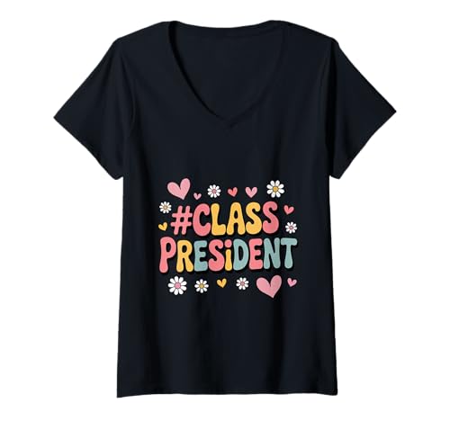 Damen Klassensprecher Studentenrat Vibes School Election Day T-Shirt mit V-Ausschnitt Damen Klassensprecher Studentenrat Vibes School Election Day T-Shirt mit V-Ausschnitt von School Organization Student Council