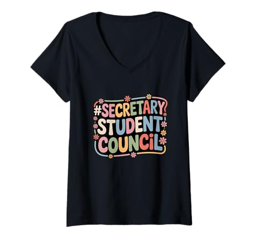 Damen Wahltag der Groovy Student Council, Vibes School T-Shirt mit V-Ausschnitt von School Organization Student Council