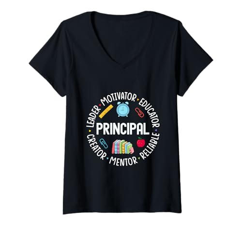 Damen Schulleiter Motivator Zurück zur Schule Lustiger erster Tag T-Shirt mit V-Ausschnitt Damen Schulleiter Motivator Zurück zur Schule Lustiger erster Tag T-Shirt mit V-Ausschnitt von School Principal Back To School Happy First Day