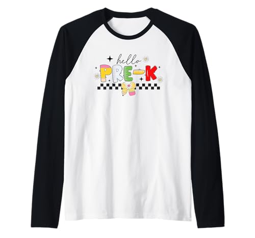 Cute Hello Pre-K - Fun Back To School Kids Teachers Students Raglan von School Staff Apparel.USA