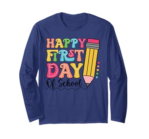 Happy First Day Of School - Cute Pencil Back To School Kids Langarmshirt von School Staff Apparel.USA