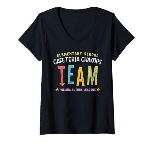Damen Cafeteria Champs Lustiges Mittagessen Dame Wertschätzung Geschenke T-Shirt mit V-Ausschnitt von School Staff Appreciation Gifts