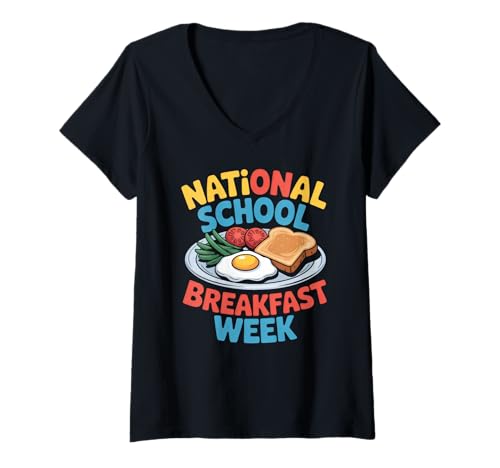 Damen National School Breakfast Week: Unterhaltsame, gesunde Mahlzeit T-Shirt mit V-Ausschnitt Damen National School Breakfast Week: Unterhaltsame, gesunde Mahlzeit T-Shirt mit V-Ausschnitt von School Staff and Student Healthy Breakfast