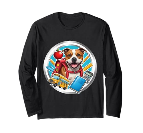 Back To School Staffordshire Bull Terrier Hund Junge Mädchen Kinder Langarmshirt von School Staffordshire Bull Terrier Dog Products