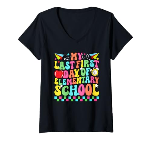 Damen Fun Back to School Grundschule Kinder T-Shirt mit V-Ausschnitt Damen Fun Back to School Grundschule Kinder T-Shirt mit V-Ausschnitt von School Vibes