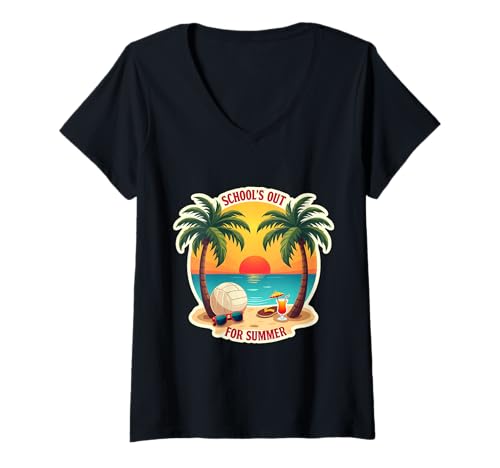 Damen School 's Out For Summer Teacher Student Vintage Beach Retro T-Shirt mit V-Ausschnitt Damen School 's Out For Summer Teacher Student Vintage Beach Retro T-Shirt mit V-Ausschnitt von School's Out For Summer Teacher Student Products