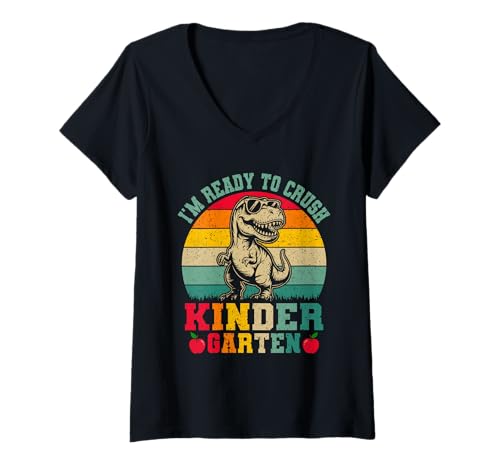 Damen Ich bin bereit, den Kindergarten zu zerquetschen Zurück in die Schule T-Shirt mit V-Ausschnitt Damen Ich bin bereit, den Kindergarten zu zerquetschen Zurück in die Schule T-Shirt mit V-Ausschnitt von SchoolDays