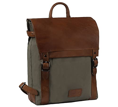 Schoolmaster by Harolds Backpack Business Rucksack für Damen und Herren, Lehrer, Schüler - khaki/cognac von Schoolmaster