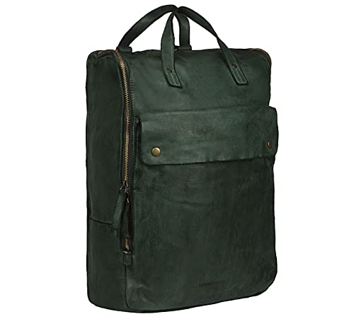 Schoolmaster by Harolds Backpack Rucksack Daypack Damen Herren Leder - jungle washed von Schoolmaster