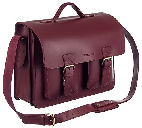 Schoolmaster classic in Bordeaux, stilvolle Lehrertasche & Aktentasche aus echtem Leder, viele Innenfächer, Umhängetasche für Damen & Herren, 40 x 32 x 18 cm, dunkel-rot von Schoolmaster