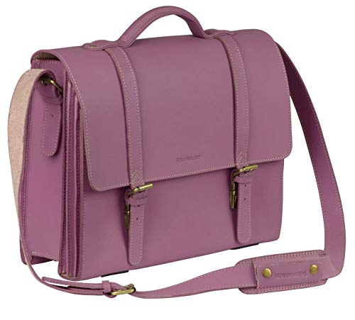 Schoolmaster modern classic - berry, moderne Lehrertasche & Aktentasche aus echtem Leder, viele Innenfächer, Laptoptasche, Umhängetasche & Ledertasche für Damen von Schoolmaster