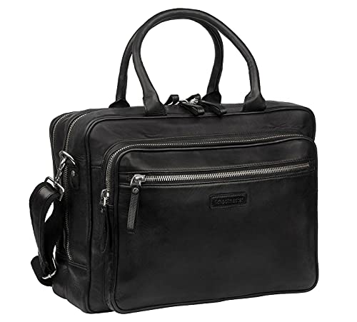 Schoolmaster soft&light Work XL - black, Businesstasche mit vielen Fächern & Extras, aus feinstem Lamm-Leder, Leder-Aktentasche von Schoolmaster