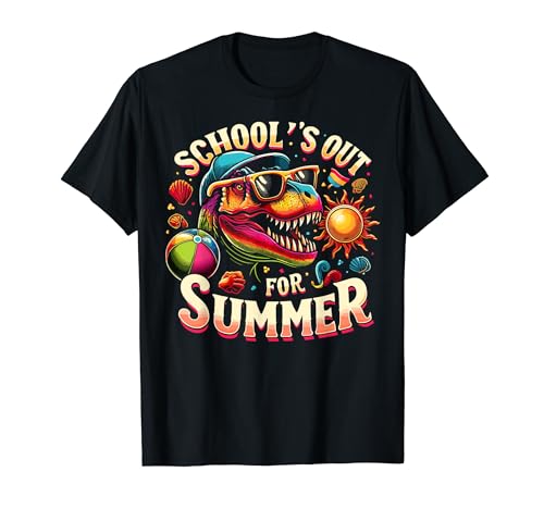 Schools Out For Summer Teacher Last Day of School T-rex Kids T-Shirt von Schools Out For Summer Party Decorations Tee Gifts