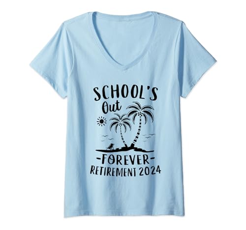 Damen Schools Out Forever Ruhestand 2024 Trikot Lehrer im Ruhestand T-Shirt mit V-Ausschnitt von Schools Out Forever Retiring Teacher Gift 2024