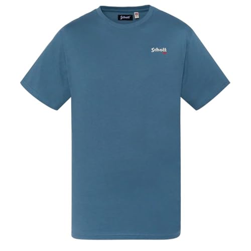 Schott Herren-T-Shirt, bestickt, Blau, blau, XL von Schott NYC