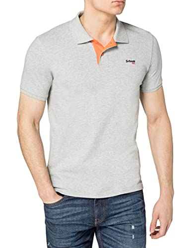 Schott NYC Herren Courtes Polo Hemd, Grey/Orange, L von Schott NYC