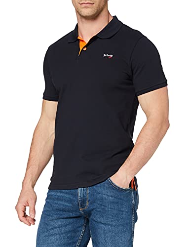 Schott NYC Herren Courtes Polo Hemd, Navy/Orange, L von Schott NYC