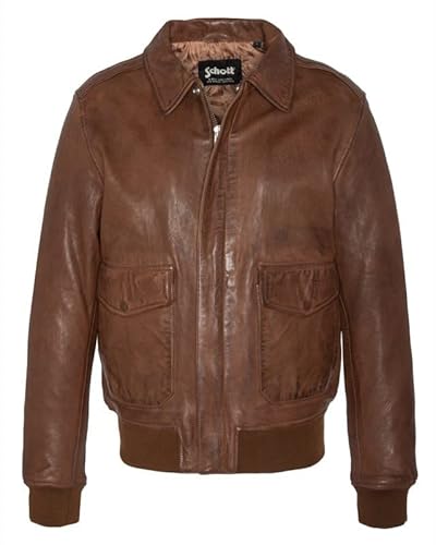 Schott NYC Herren LCFlightwx Jacket, Cognac, S von Schott NYC
