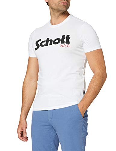 Schott NYC Herren Logo T-Shirt, Weiß (White White), Medium von Schott NYC