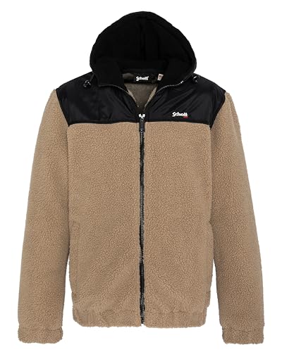 Schott NYC Herren SWWARD2 Fleece-Kapuzenpullover mit Reißverschluss, beige, XXL von Schott NYC