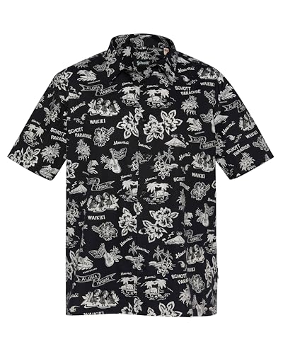 Schott NYC Herren Shhonolulu Hawaiianisches Hemd, Schwarz, L von Schott NYC