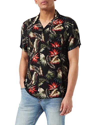 Schott Nyc Herren Shrivera Freizeithemd, Schwarz (Black Tropical Black Tropical), X-Large von Schott Nyc