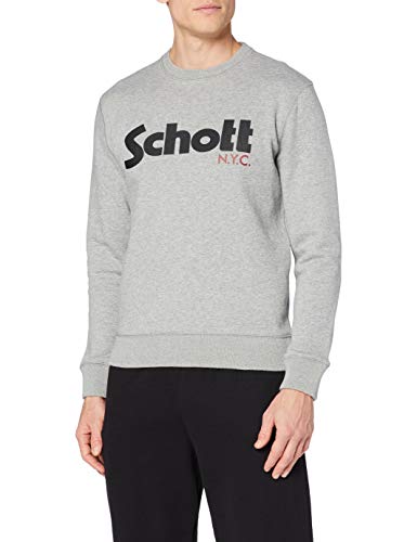 Schott NYC Herren Swcrew Sweatshirt, Grau (Heat.Grey Heat.Grey), Medium von Schott NYC