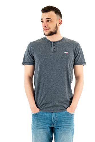 Schott NYC Herren Tshirt Manches Courtes Col Tunisien T-Shirt, Marineblau, M von Schott NYC