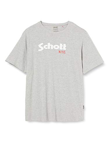 Schott NYC Herren Tslogo T-Shirt, H Grau, 4XL von Schott NYC