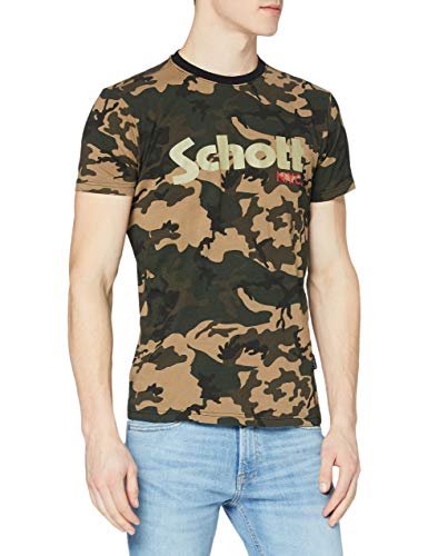 Schott NYC Herren Tslogo T-Shirt, Mehrfarbig (Camo Kaki Camo Kaki), X-Large von Schott NYC