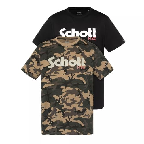 Schott NYC Herren Tspklogo T-Shirt, Mehrfarbig, XL von Schott NYC