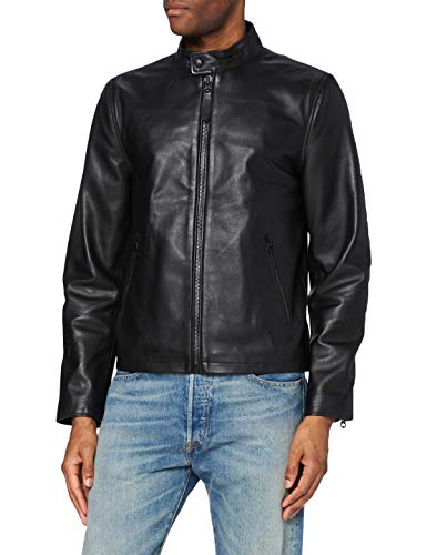 Schott NYC Herren Veste Motard Lederjacken, Black, L von Schott NYC