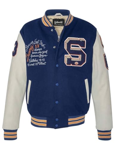 Schott NYC Herren lcteddybd Jacke, Blau/Offwhite, XL von Schott NYC
