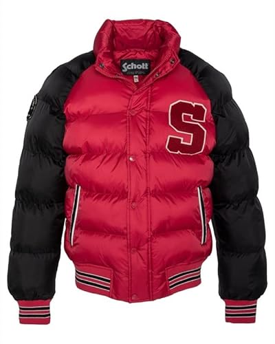 Schott NYC Unisex Austin Daunenjacke, zweifarbig, Motiv: Schott, Rot/Schwarz, Medium von Schott NYC