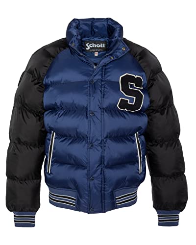 Schott NYC Unisex Austin Daunenjacke, zweifarbig, Motiv: Schott, Royal Blue/Schwarz, Small von Schott NYC