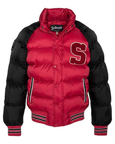 Schott NYC Unisex Austin Schott Zweifarbige Jacke mit Abzeichen, rot/schwarz, S von Schott NYC