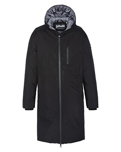 Schott NYC Unisex Fargo Lange Daunenjacke mit Reißverschluss, Schwarz, X-Small von Schott NYC