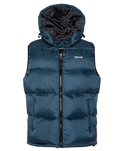 Schott NYC Unisex Idaho2V Schott Daunenjacke mit Kapuze, Steel Blue, X-Large von Schott NYC