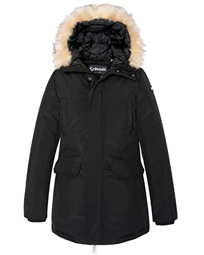 Schott NYC Unisex Jktnellyw Schott Kunstfell Parka mit Kapuze, Schwarz, XL von Schott NYC