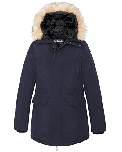 Schott NYC Unisex Jktnellyw Schott Kunstfell Parka mit Kapuze, Marineblau, XS von Schott NYC